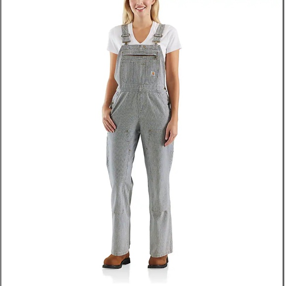 Carhartt - Medium RAILROAD STRIPE DENIM BIB OVERALL - Picture 1 of 2
